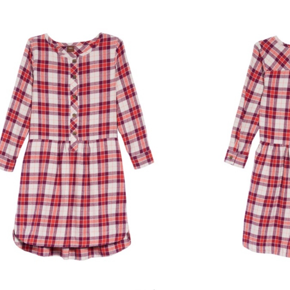 Girls size 8 flannel shirt dress. Tea collection.